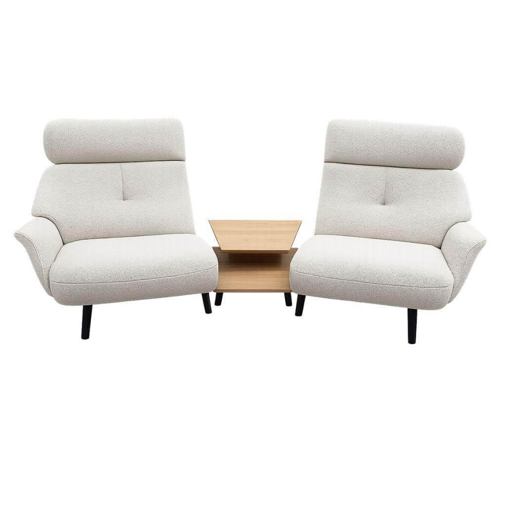 himolla - Sofa 4362 Stoff Crumble Opal Beige Füße Metallkufe Anthrazit Mit Elektr. Fuß- und Rückenverstellung, - 1