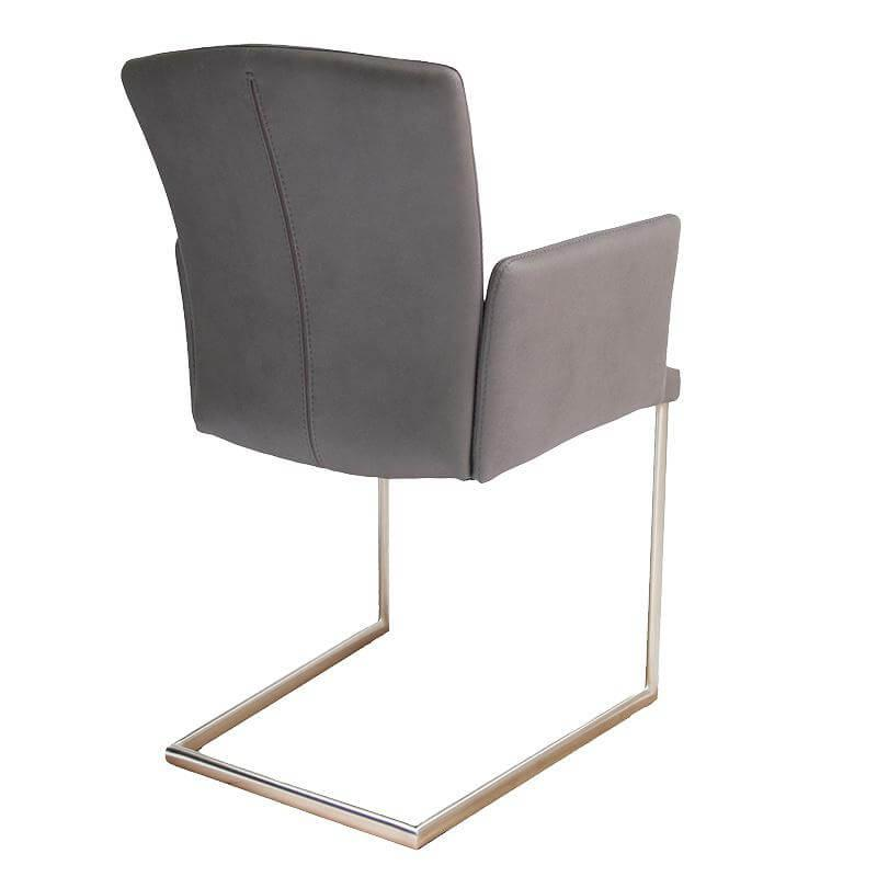 Lavida - 6er Set Stuhl Lou Stoff Gavin 226 Grau Gestell Edelstahl Matt - 3