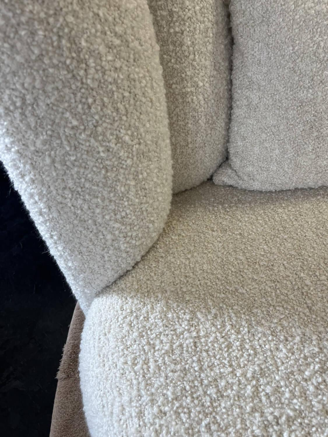 KFF - Sessel Gaia Divano Stoff JAB Collection Fluffy Creme 5-Stern Gestell Metall Schwarz Drehbar Inkl. Hocker Und Kissen - 3