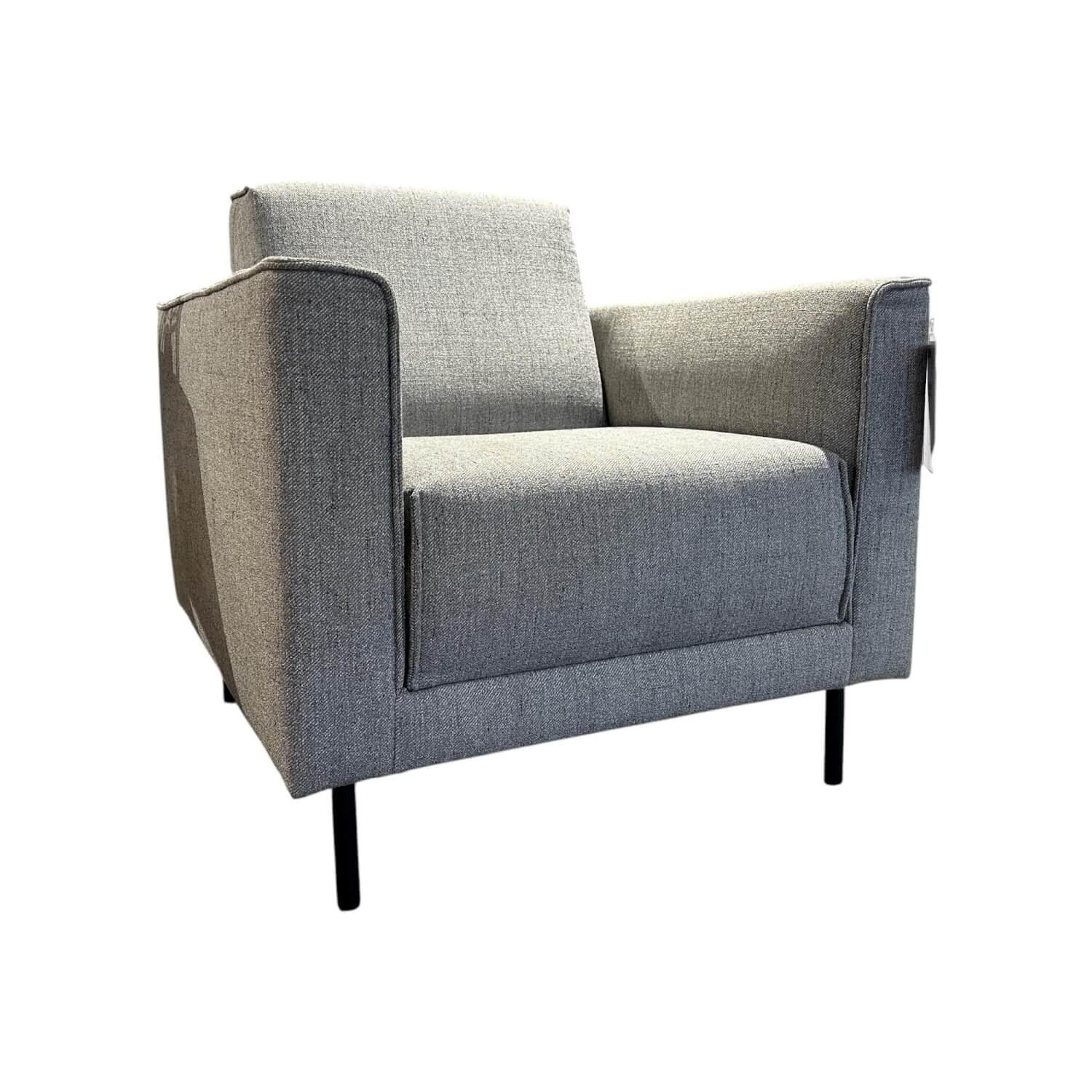 freistil Rolf Benz - Sessel 141 Stoff 5034 Mittel Beigegrau Grau Rundrohrfuß RAL 9005 Tiefschwarz Schwarz - 1