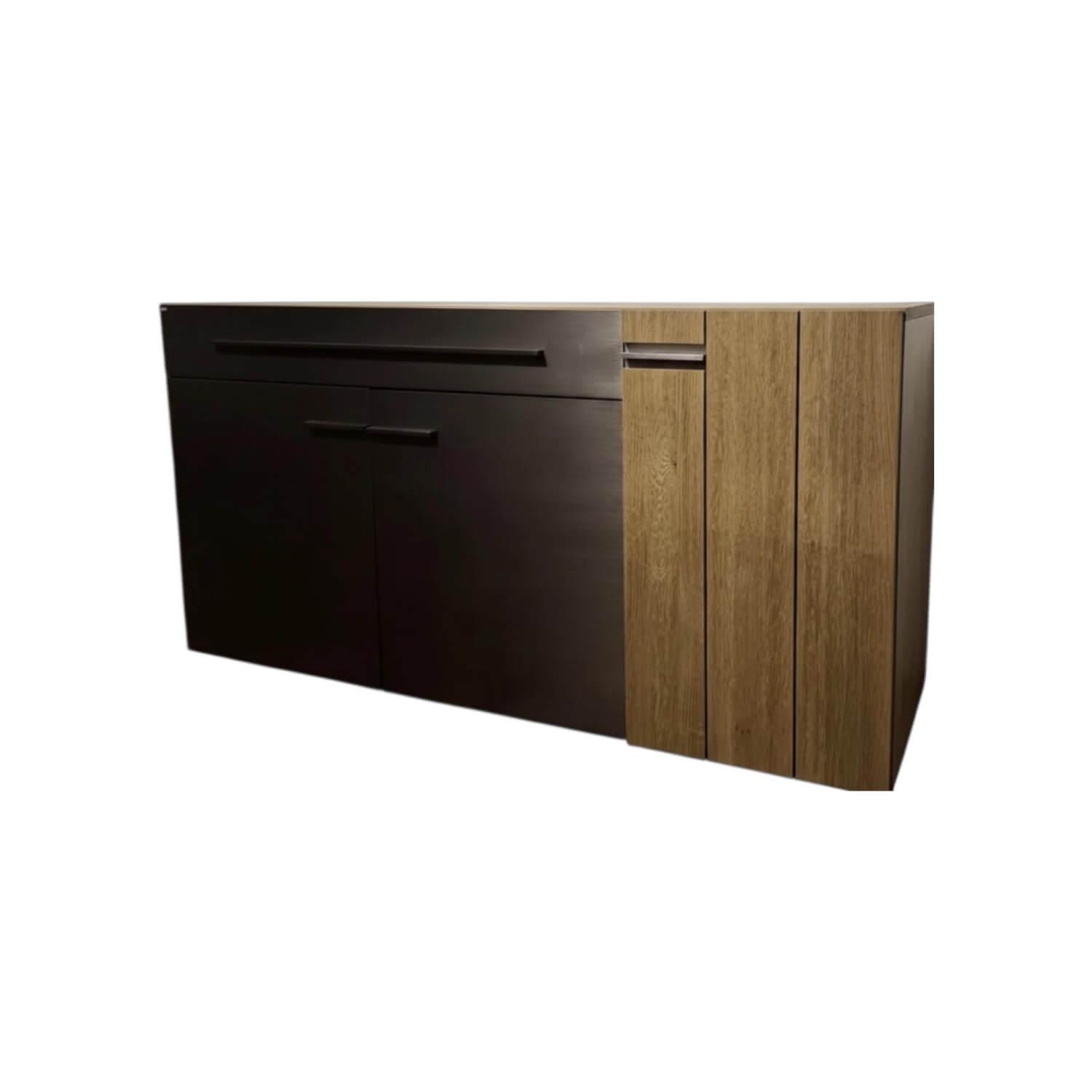 Voglauer - Sideboard Vgalvino S16 Alteiche Rustiko Schwemmgrau Lackiert Absetzung Metall Dark Galvano Anthrazit Matt - 1