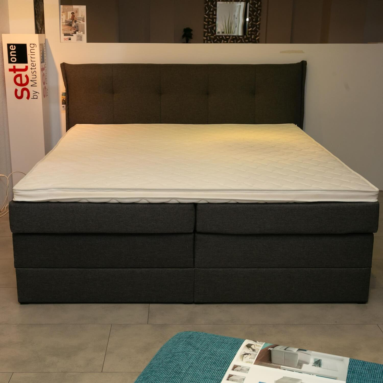 set one by Musterring - Boxspringbett Florida Bezug B392 Anthrazit Feinmeliert Mit Bettkasten Inklusive Topper - 15