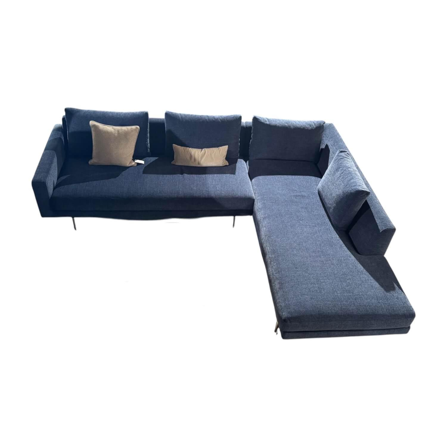 Wendelbo - Ecksofa Edge Stoff Zest 12 Blau Grau Gestell Edelstahl Inklusive Kissen - 1
