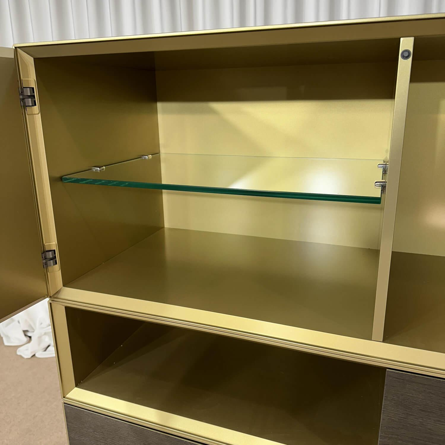 Highboard Domino Holz Wenge Schwarz Innen Gold Schubladen Hellgrau