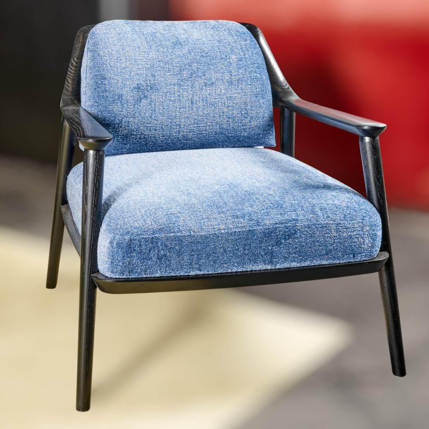Bielefelder Werkstätten - Gatsby Sessel Stoff Mabelle BW1807-252 Blau Holz Schwarz - 9