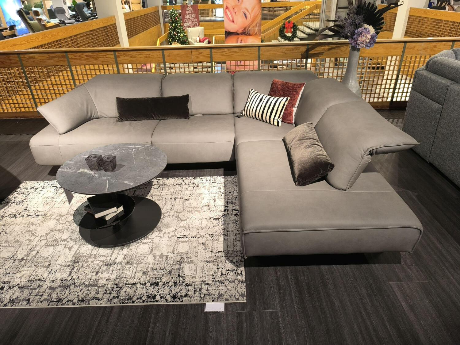 himolla - Polstergruppe Signa Leder Leonessa Artic 27 Grau Braun Füße Metall Schwarz - 2