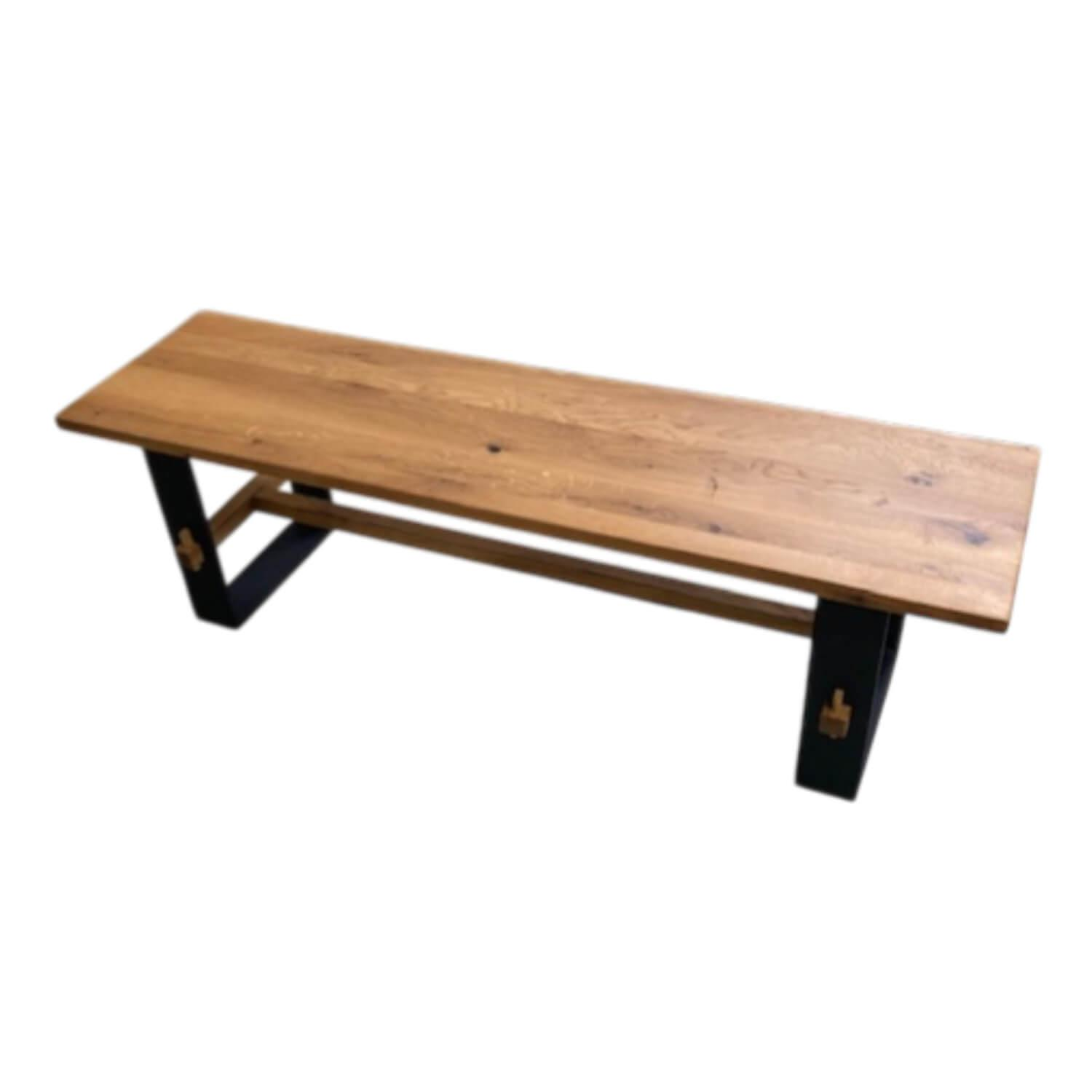 Gradel - Bank Pato Eiche Massiv Natur Geölt Gestell Metall Pulverbeschichtet - 1