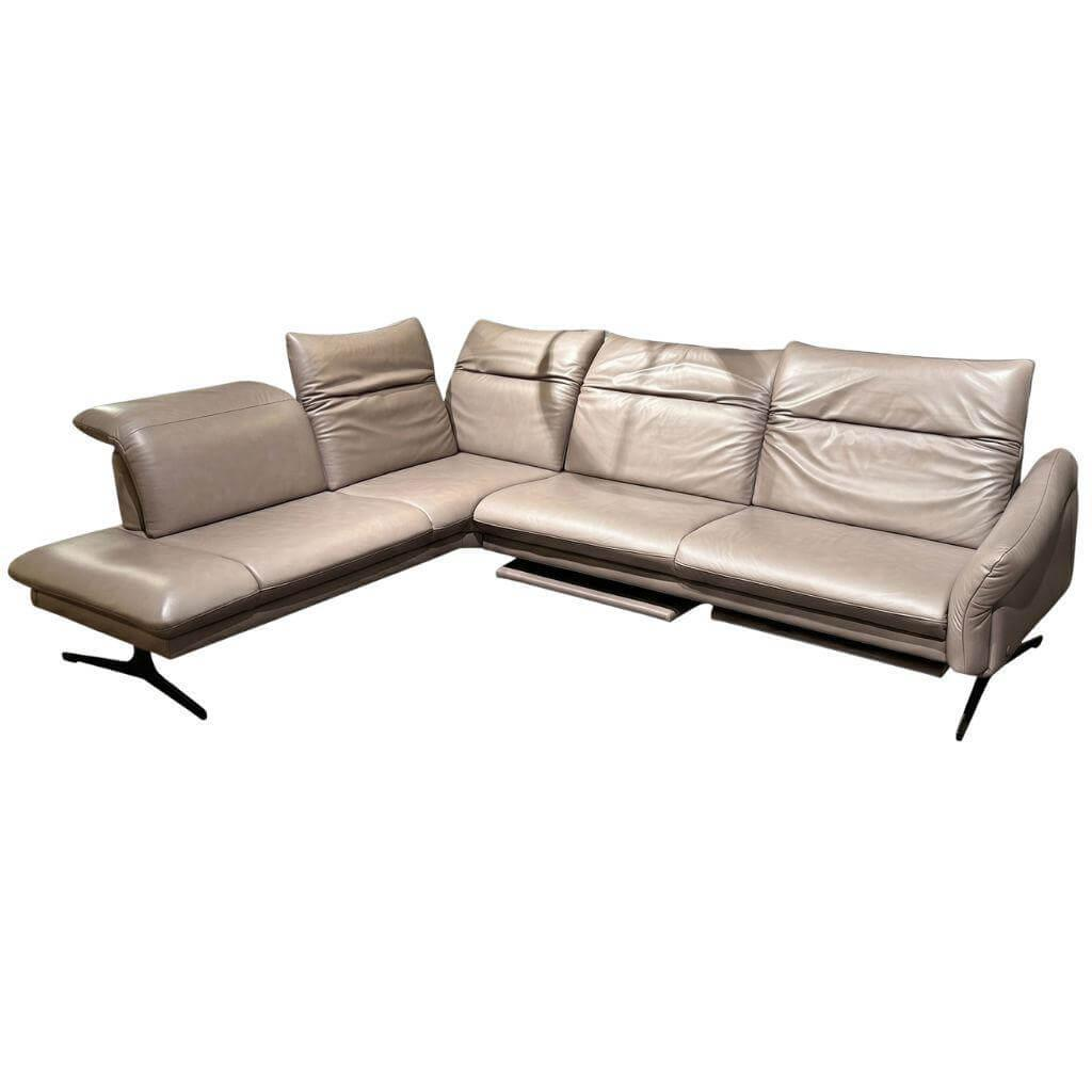 himolla - Ecksofa 1808 Leder 31 Longlife Eisen Grau Braun Metallkufe Anthrazit - 1