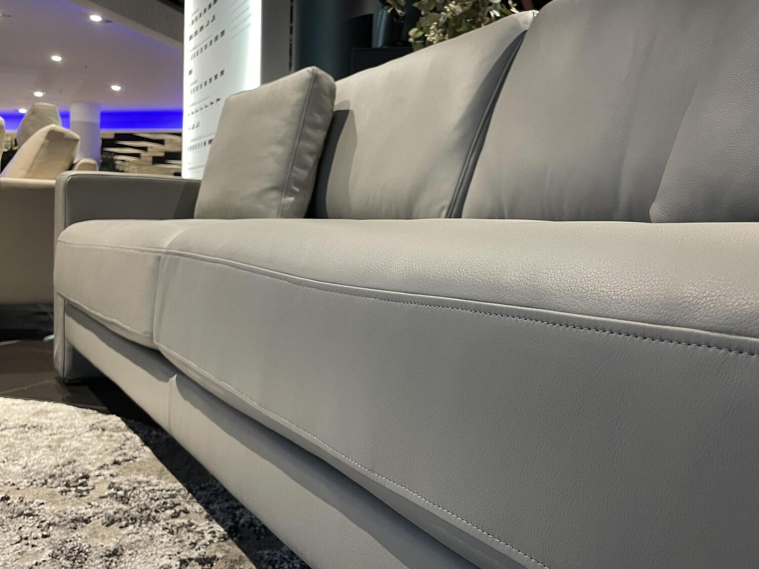 Rolf Benz - Sofa Ego Leder 38 101 Hell Steingrau Grau - 7