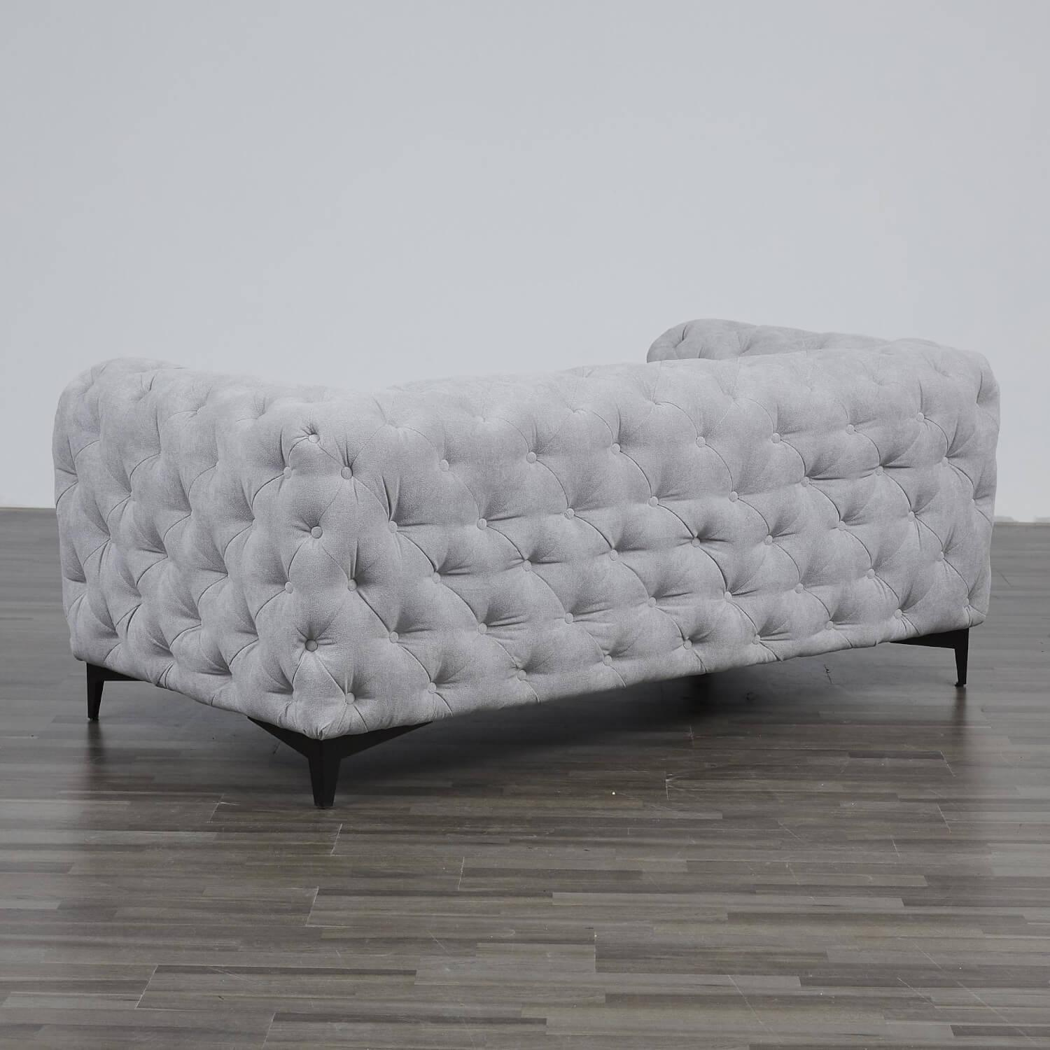Max Winzer - Sofa Chesterfield Stoff Hellgrau Gestell Schwarz - 13