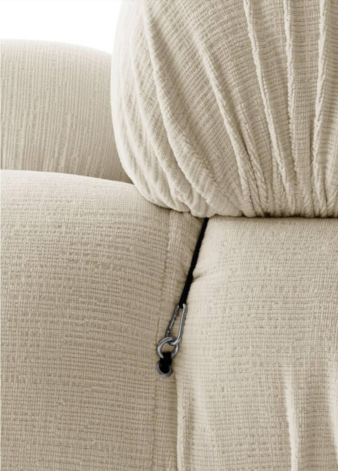 B&B Italia - Eckiges Sofa Camaleonda Stoff Chenille Enia Elfenbein Weiß Untergestell MDF Füße Buche Natur - 10