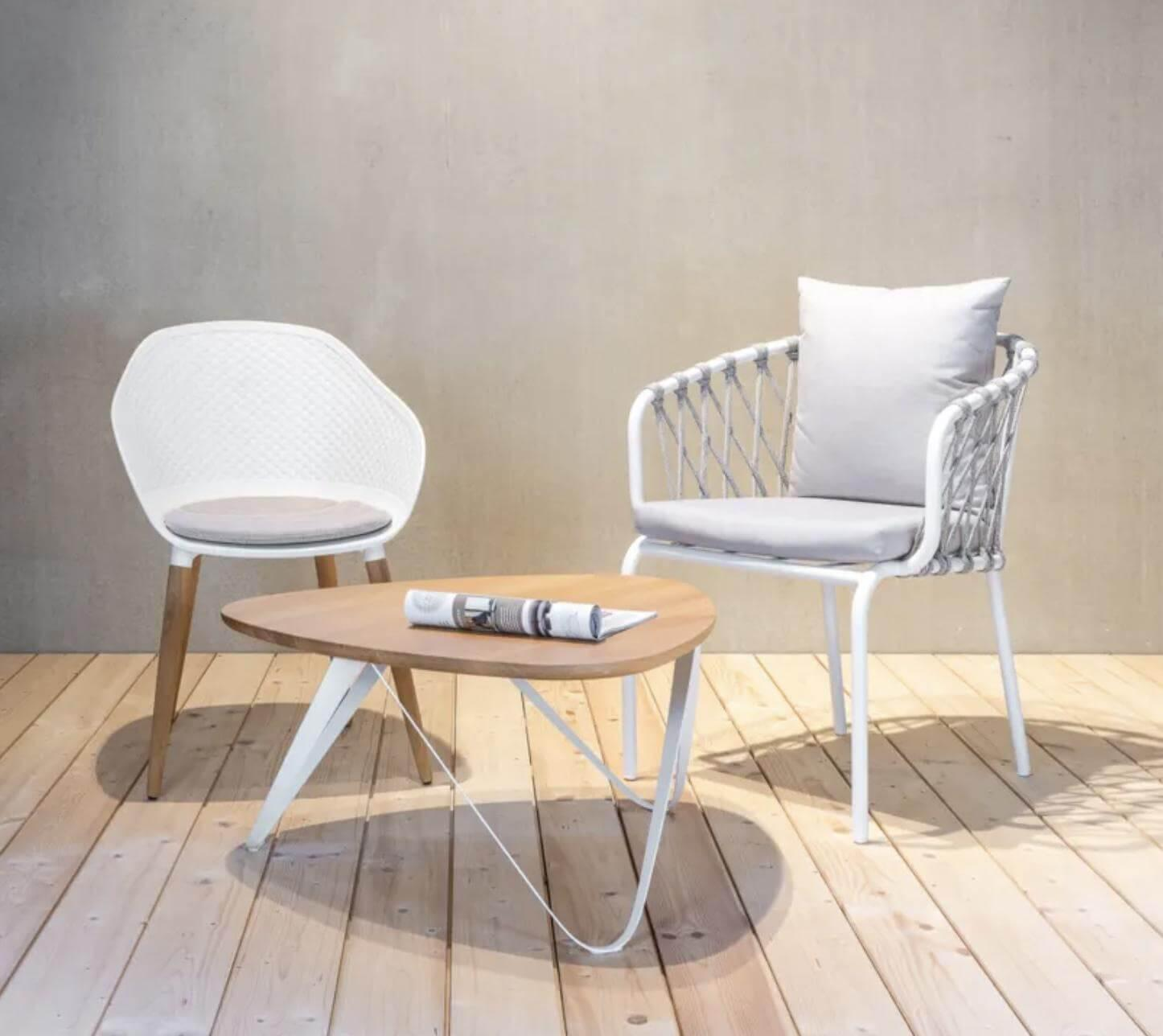 Joval Indoor Tisch Plektron Eiche Massiv Gestell Weiß Pulverbeschichtet Mit Stuhl Eden Und Stuhl Kopenhagen