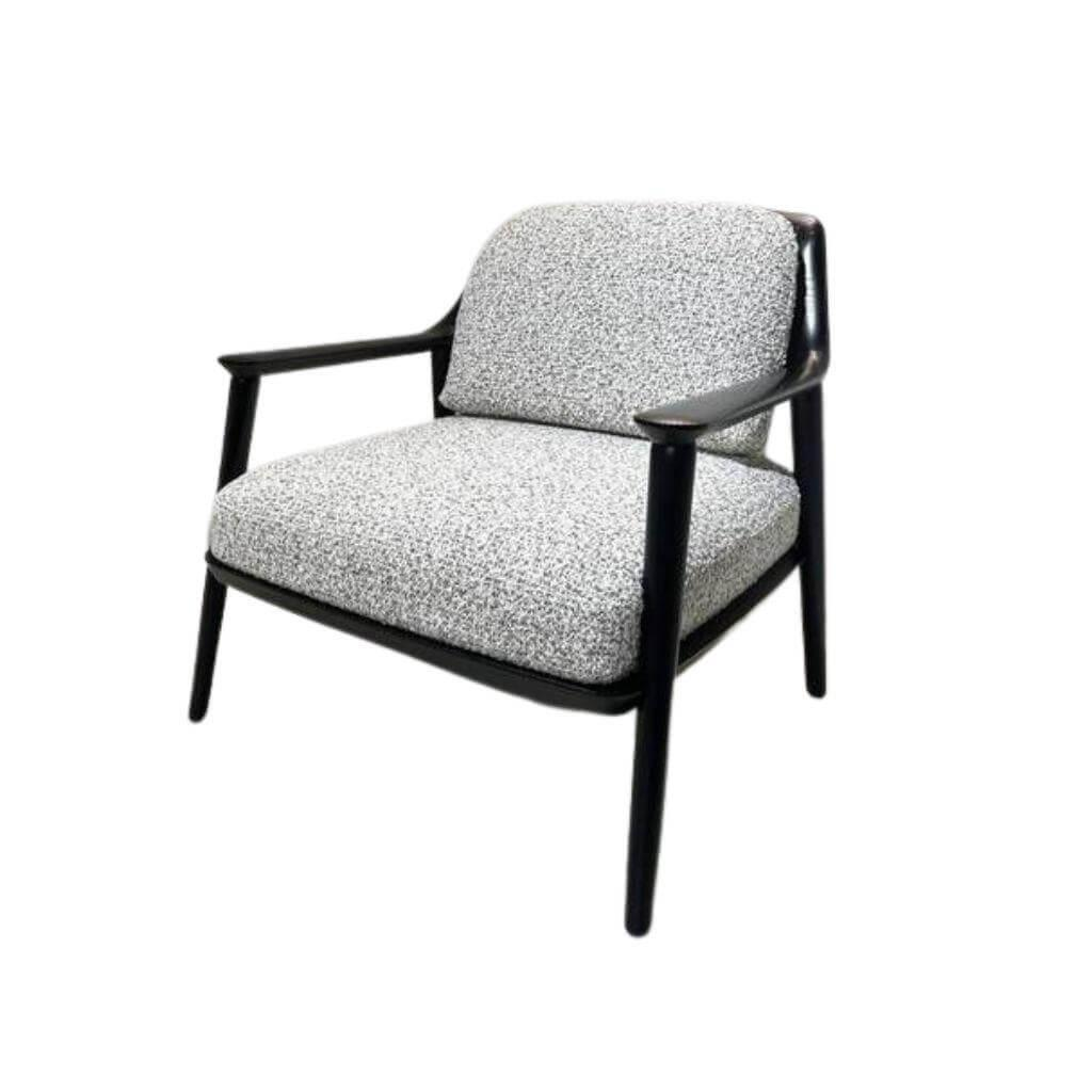 Bielefelder Werkstätten - Sessel Gatsby Stoff 12 Cooper Grau Gestell Esche Massiv Schwarz Gebeizt Inkl. Rückenkissen - 1