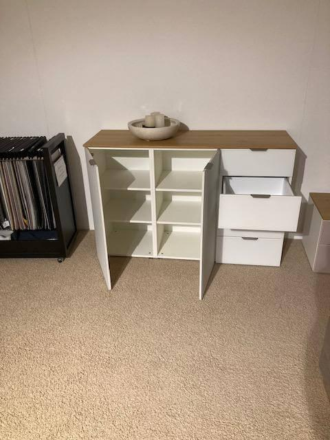 Natura - Kommode Colorado Front Glas Bianco Matt Weiß Abdeckplatte Eiche Furniert Ohne Dekoration - 3