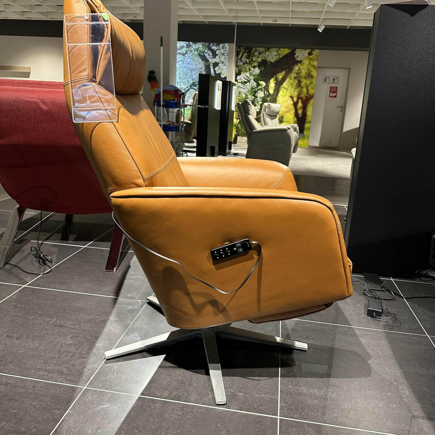 Stressless - Sessel Scott Power In Leder 094 Paloma 40 New Cognac Braun Gestell Sirius Base In Metall 46 Brushed Aluminium - 5