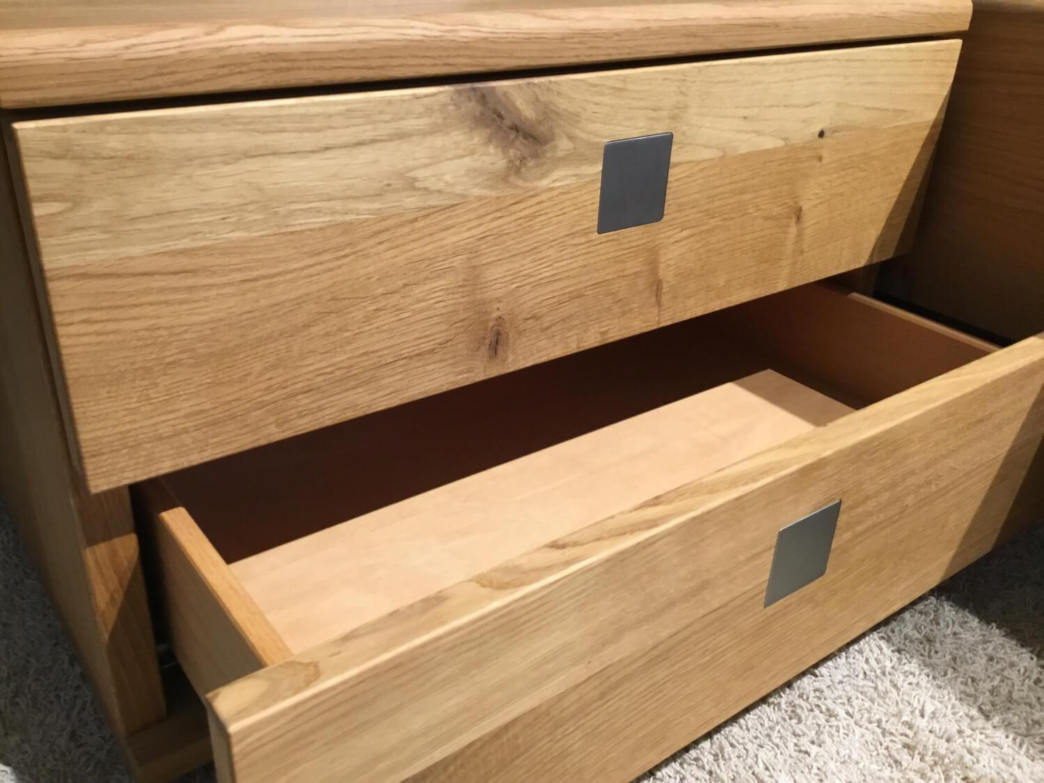 Team 7 - Doppelbett Nox Kopfteil Leder L1 74024 Dunkelbraun Gestell Eiche Wild Natur Geölt Mit 2 Nachttischen - 3