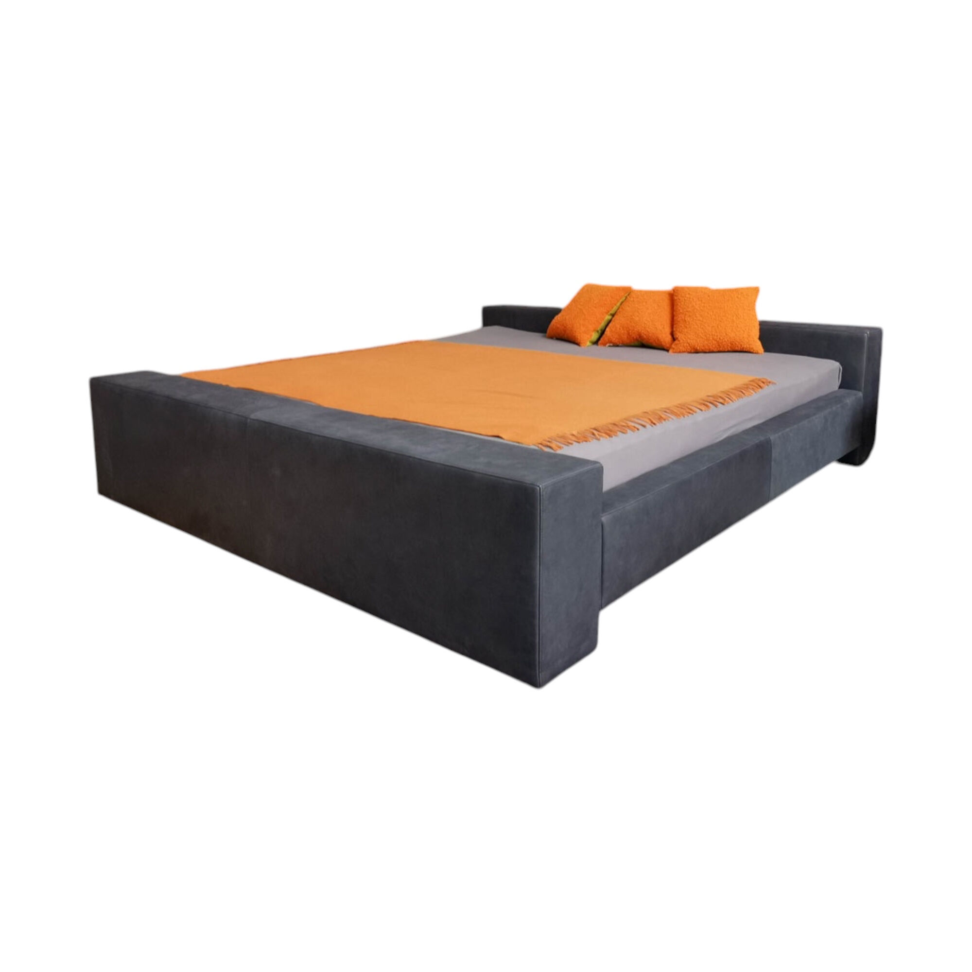 Möller Design - Polsterbett Brian Kopfteil A Niedrig Leder Novara 0523 Black Off Schwarz Fußplatte Holz Schwarz - 1
