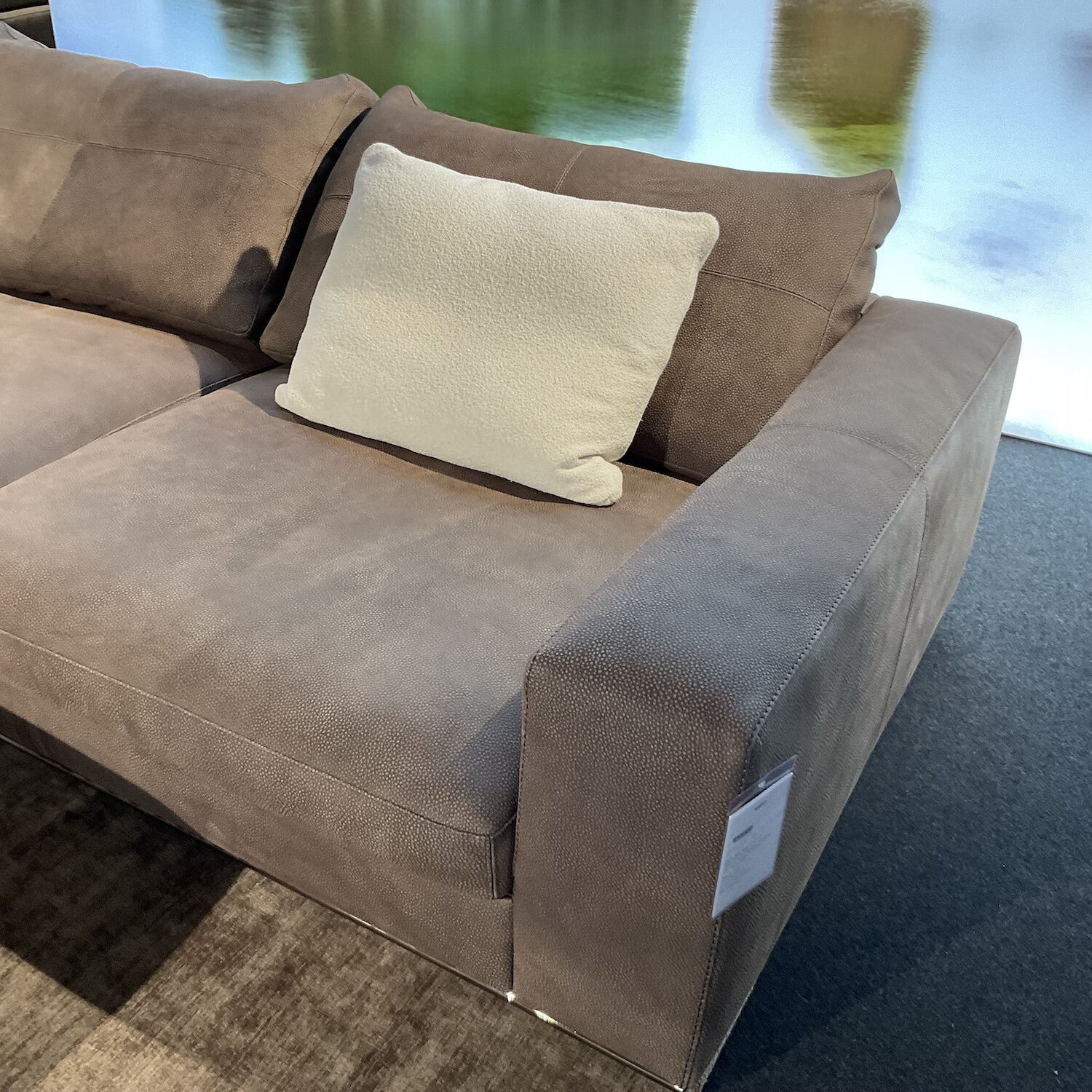 Cierre - Sofa Dolcevita Leder 4 Piumone Vintage Grigio Graubeige Gestell Metall Verchromt Schwarz - 6