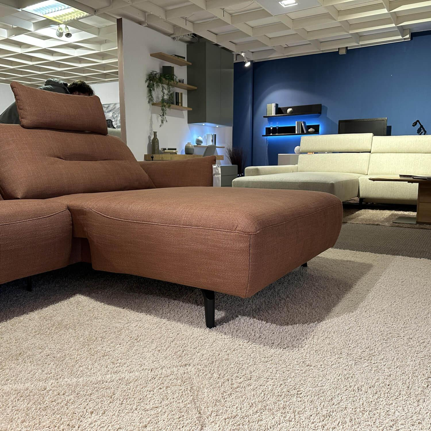 Global - Ecksofa Bahia Stoff S GFI154 08 Rot Braun Fuß S342 Schwarz Inklusive Nackenstütze - 4