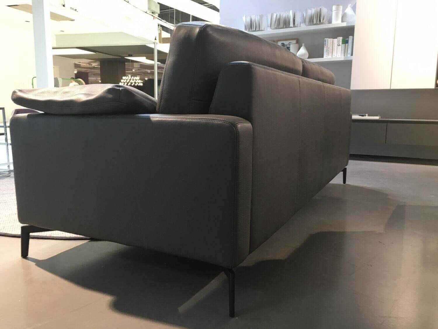 Violetta - Sofa Vita 14 Leder Kiowa 4/80 51 Nachtgrau PG 80 Füße Schwarz - 6