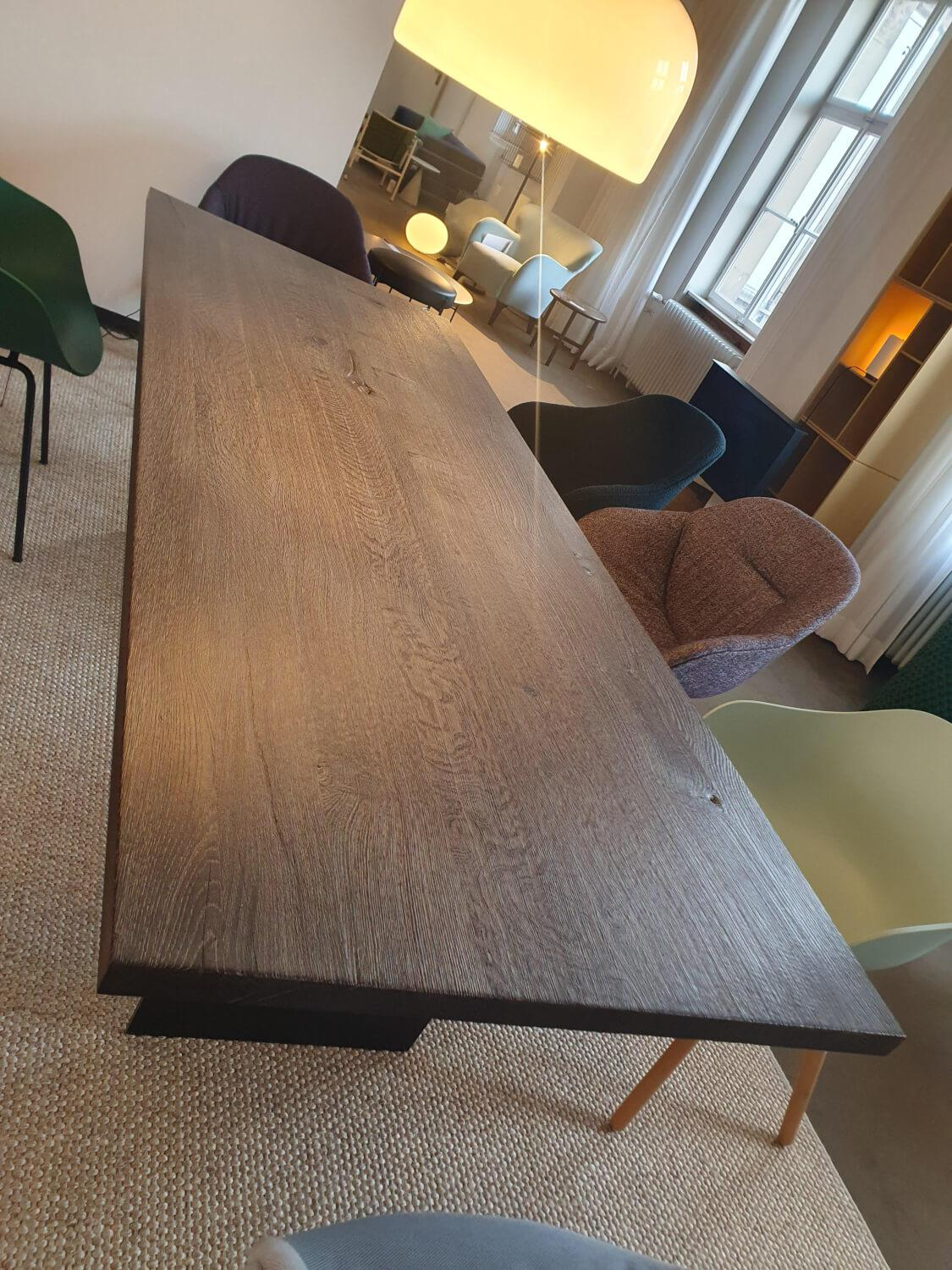 Janua - Esstisch SC41 Platte Eiche Geköhlt Und Gekalkt Gestell Rohstahl Natur Lackiert - 6