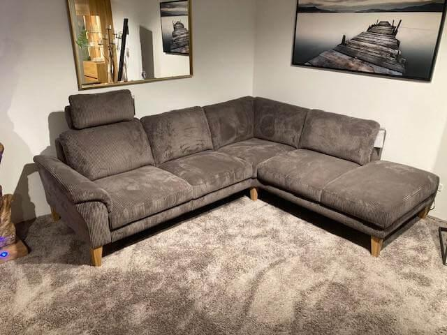 Natura - Ecksofa Rockport A Stoff Cord 83 Cacao Braun Füße Massivholz Geölt Inklusive Motorischem Sitzauszug - 2