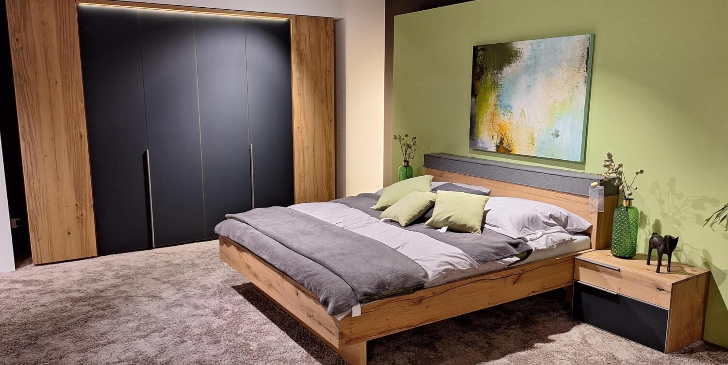 Voglauer - Schlafzimmer V Alpin Sleeping Eiche Altholz Glas Anthrazit Mit Beleuchtung - 3