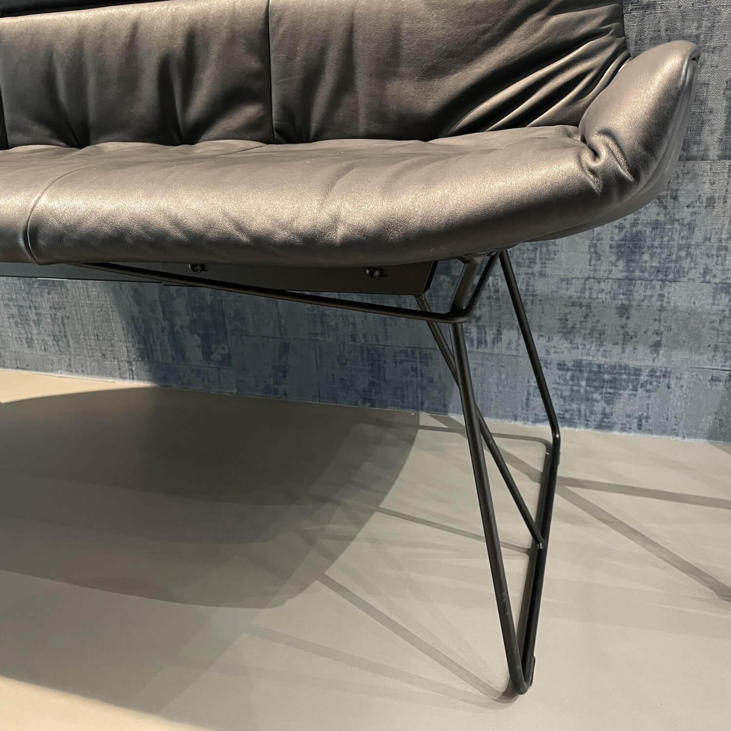 Freifrau - Sitzbank Leya Leder Opium 80006 Carbon Gestell Drahtgestell - 4