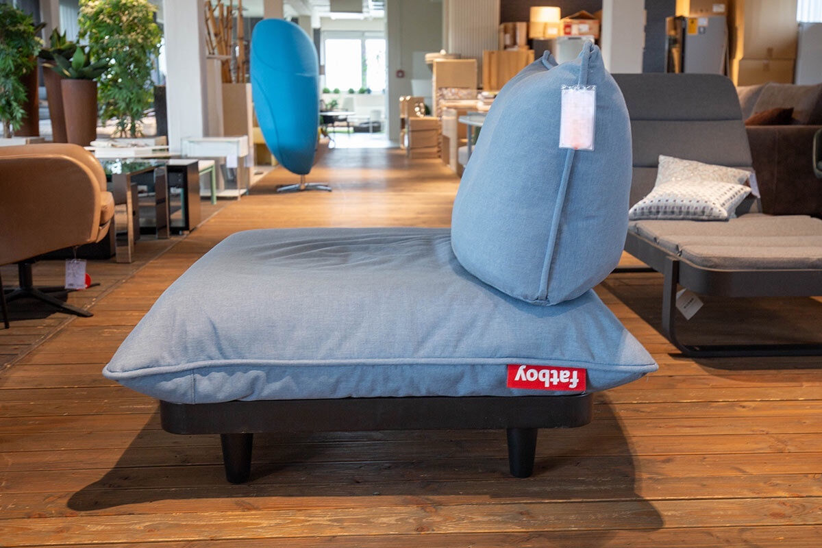 Fatboy - Sessel Paletti Outdoor Stoff Olefin Storm Blue Blau Grau Gestell Stahl Schwarz Inklusive Hocker - 6