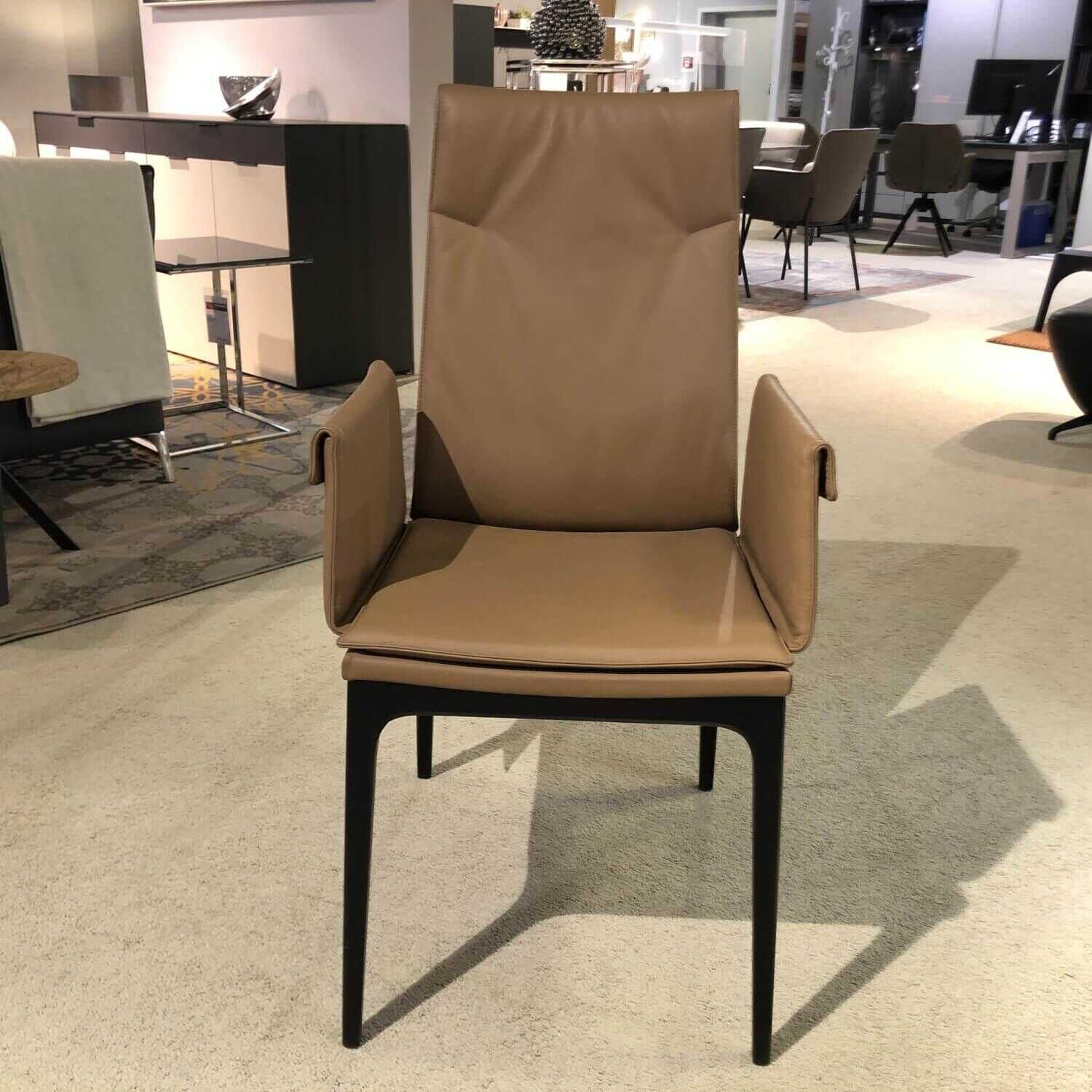 Cattelan Italia - 6er-Set Stuhl Sofia Leder 981 Biscotto Beige Füße Holz Schwarz Lackiert - 4
