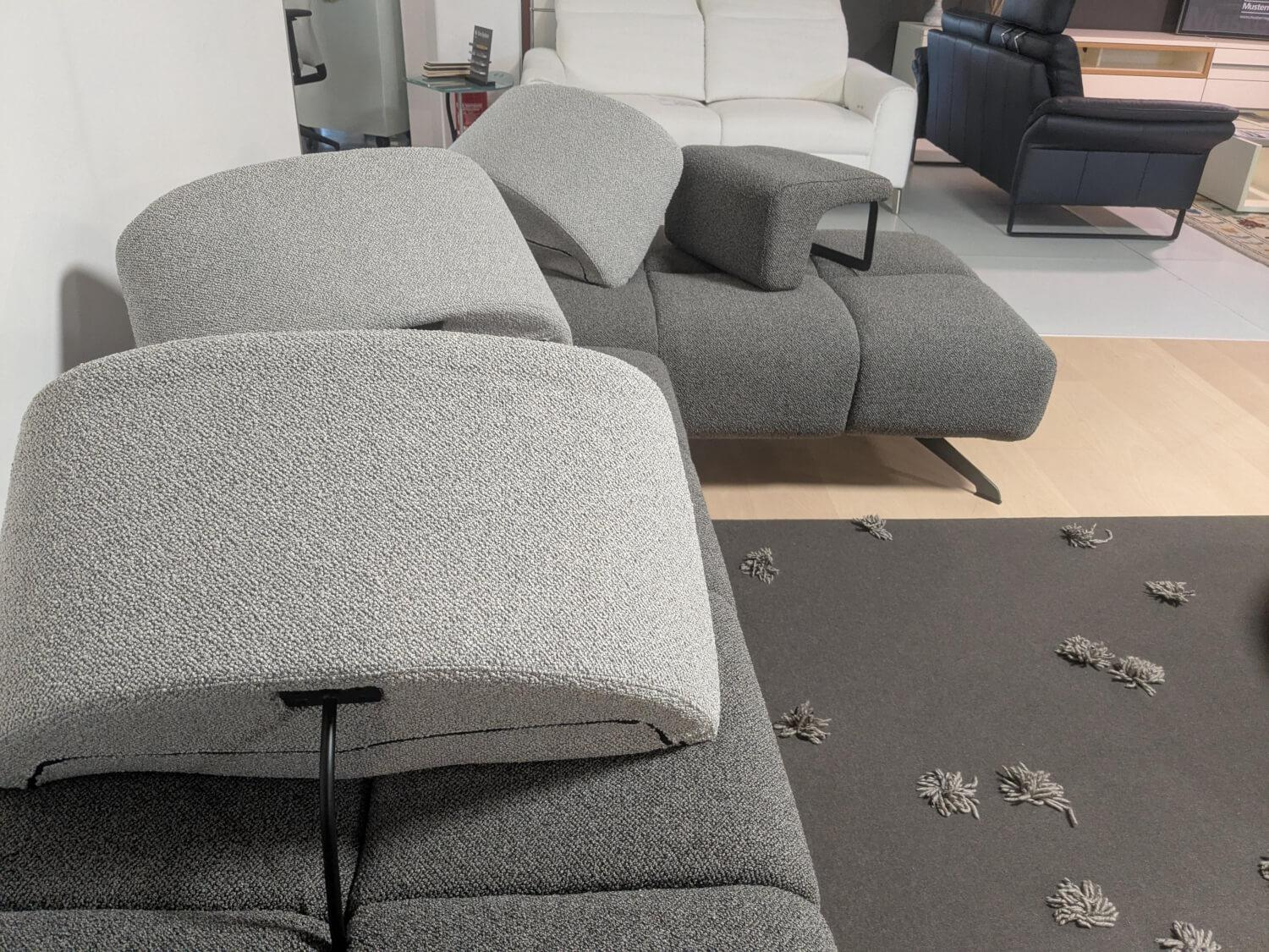 WK Wohnen - Garnitur WK515 Joker Stoff Cosmo Anthrazit Grau 2 Sofas - 3