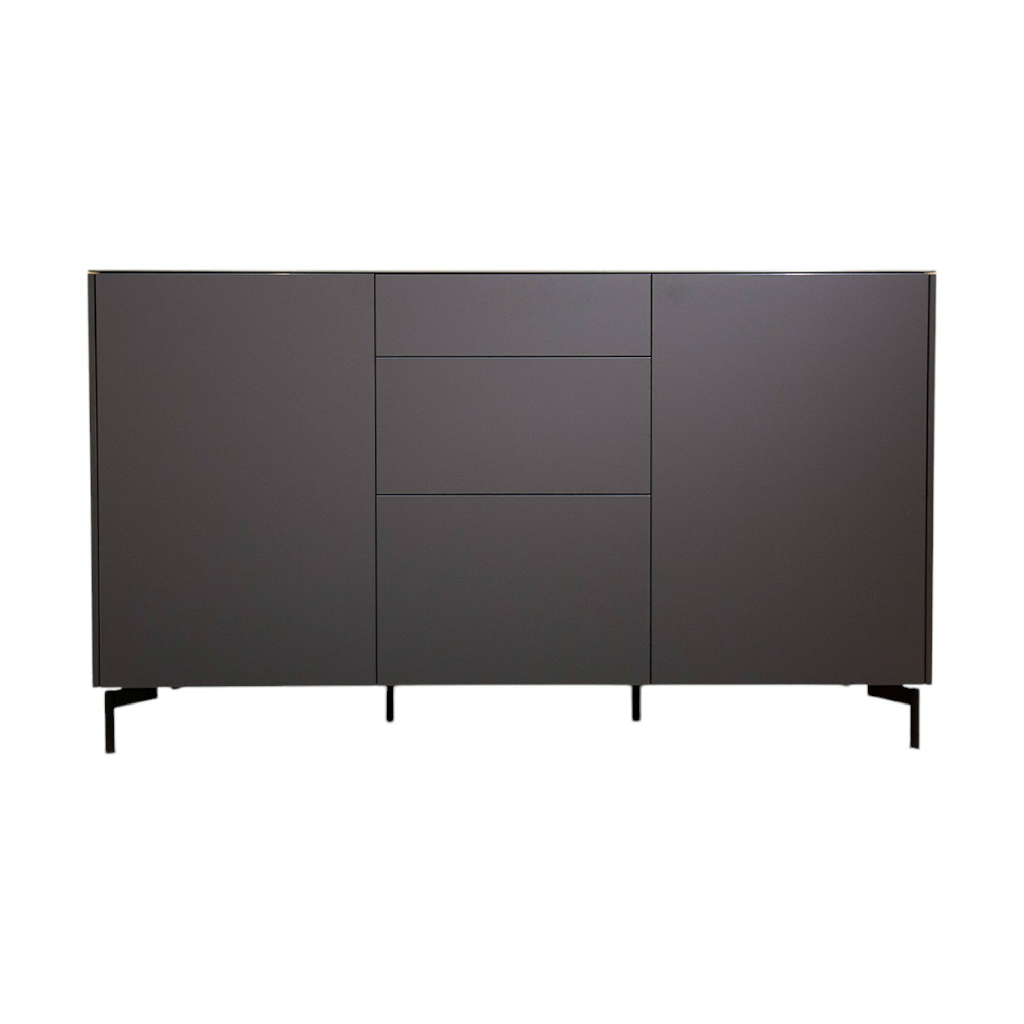 Spectral Smart Furniture - Sideboard Side Model 1 Colour Glas GN Granit Grau Schwarz Satiniert Füße Metall Edge Schwarz Lackiert - 1