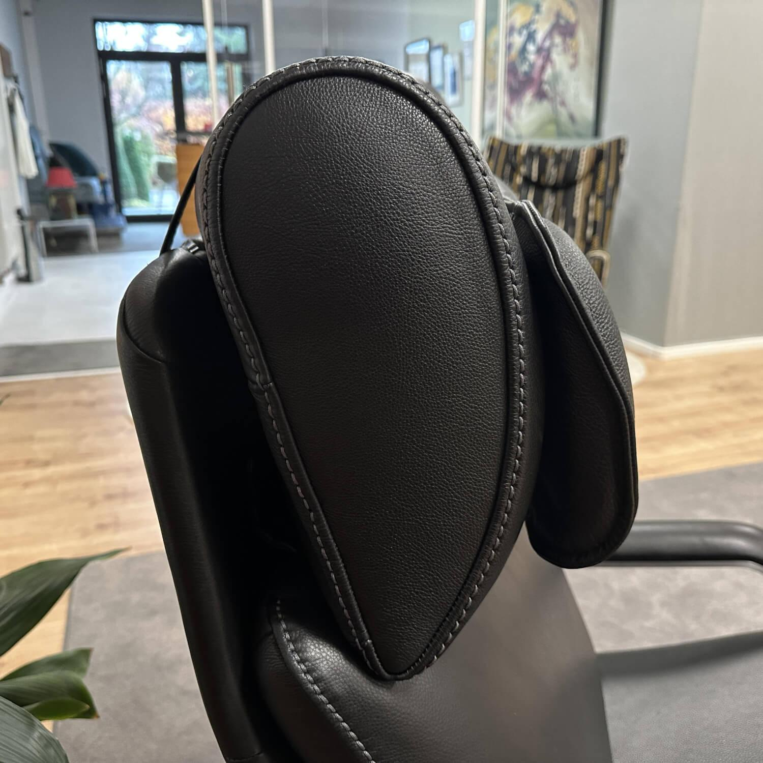 Berg Furniture - Sessel Nasa Hoch Leder Rustical 99991 Schwarz Sternfuß Aluminium Matt Mit Wippfunktion Inklusive Hocker - 4