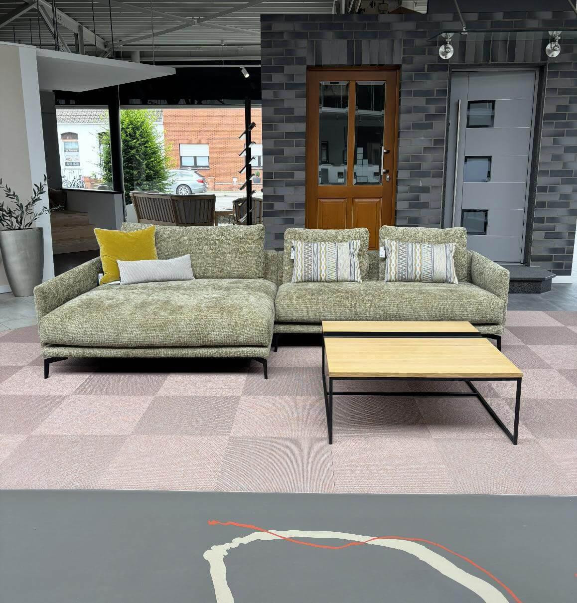 Violetta - Ecksofa Jolina Stoff 50/30 Sage Bissau Grün mit 3 Rückenkissen - 4