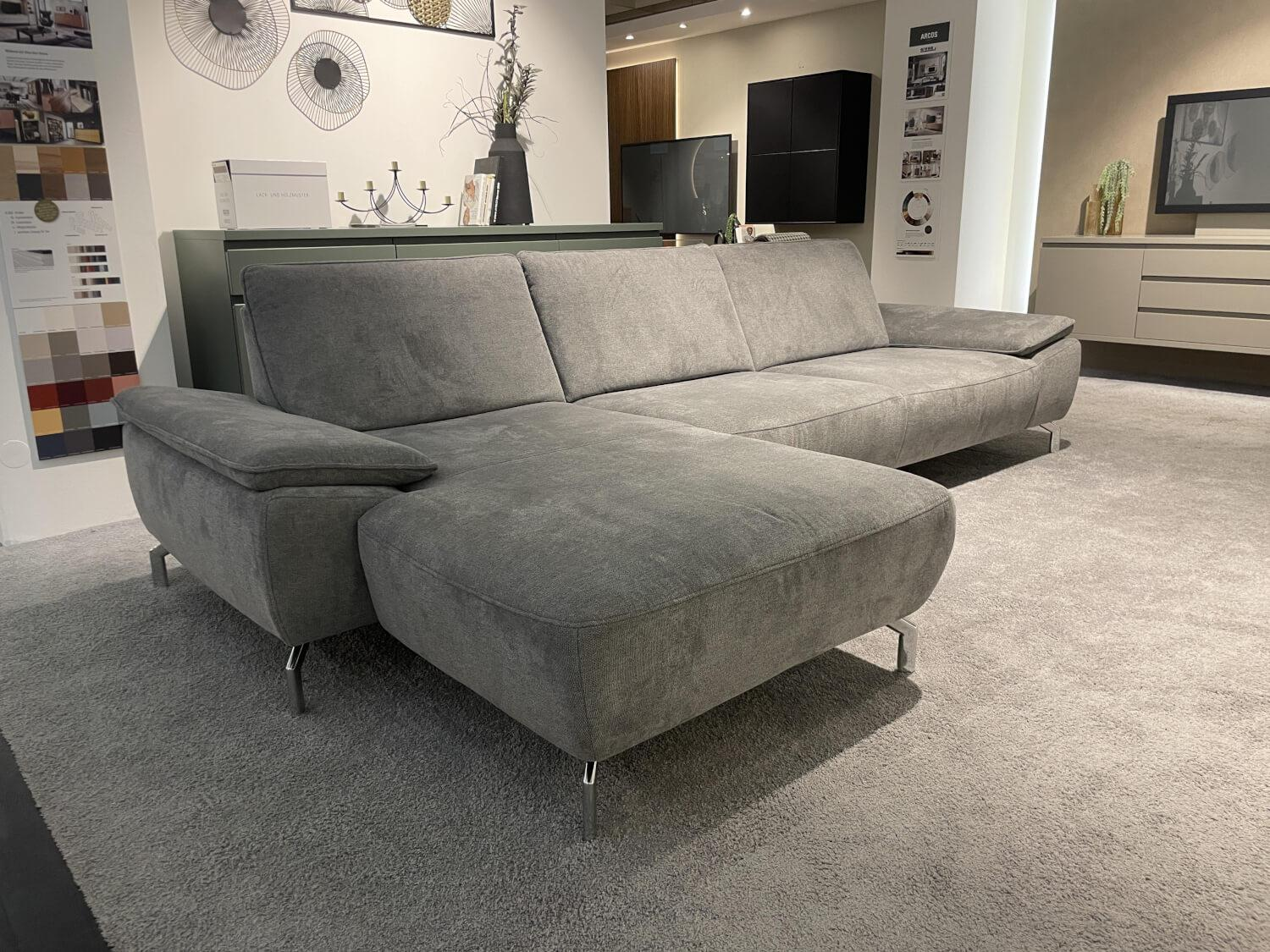 Musterring - Ecksofa MR 270 R Stoff Cyber Grey Grau Metallfuß Verchromt Inklusive Hocker - 4