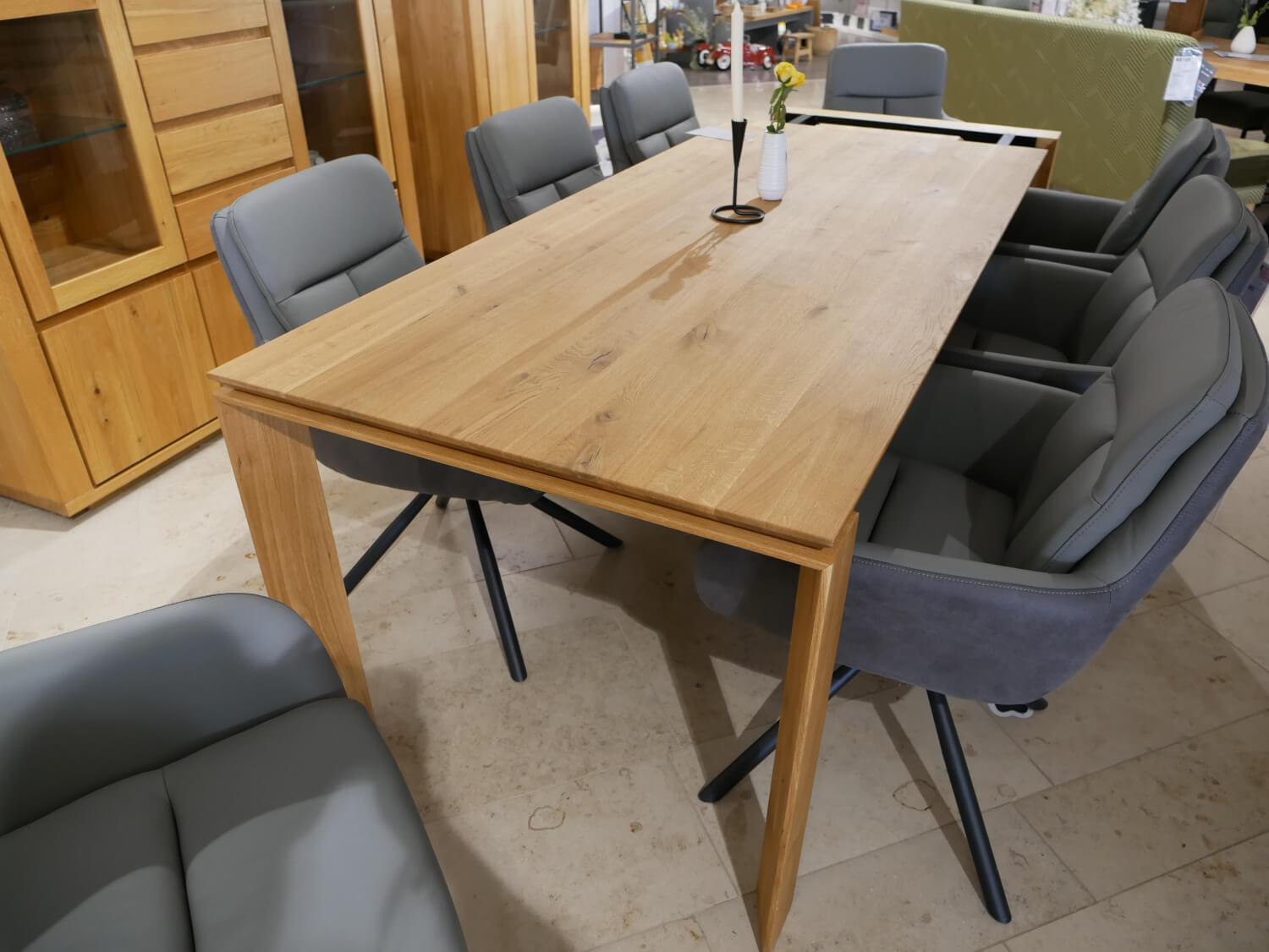 Natura - Esstisch Missoula Wildeiche Massiv Geölt Schweizer Kante mit Auszug - 4