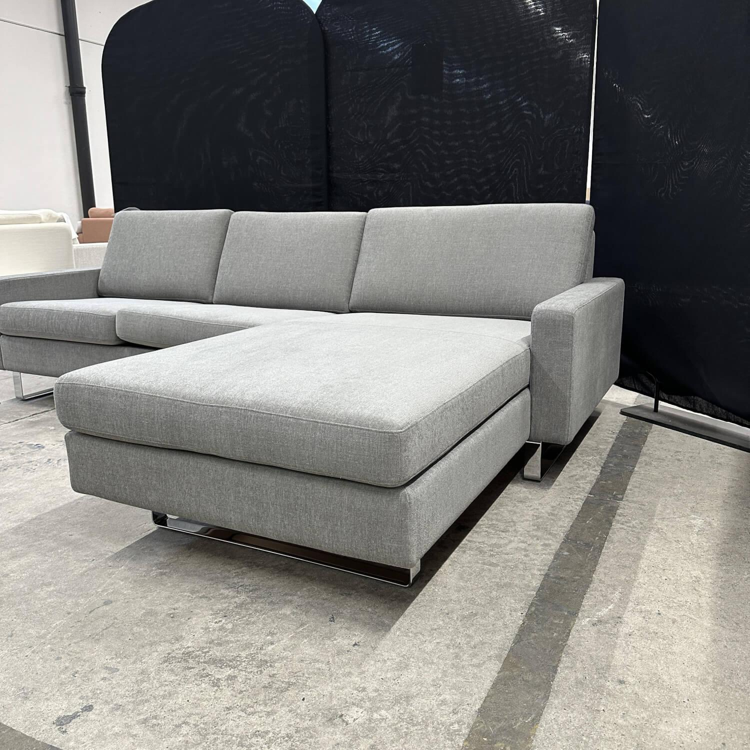 COR - Ecksofa Conseta Stoff 8159 Mittelgrau Metallkufen Verchromt - 2