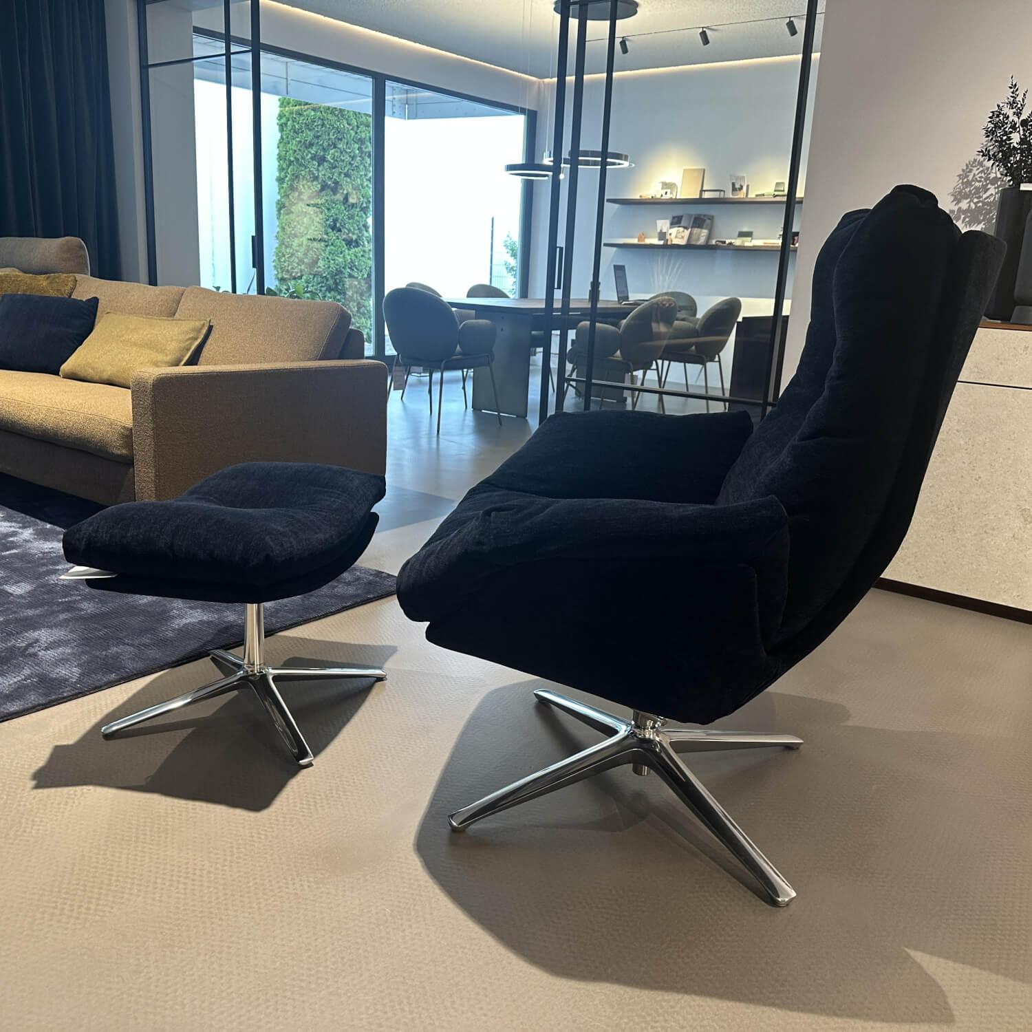COR - Sessel Cordia Lounge Stoff 8146 Blau Violett 4 Fuß Gestell Aluminium Poliert Inklusive Hocker - 6