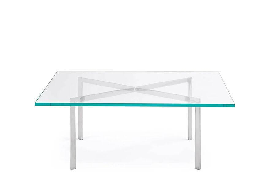 Knoll International - Couchtisch Barcelona Platte Kristallglas Gestell Flachstahl Hochglanz Verchromt - 4