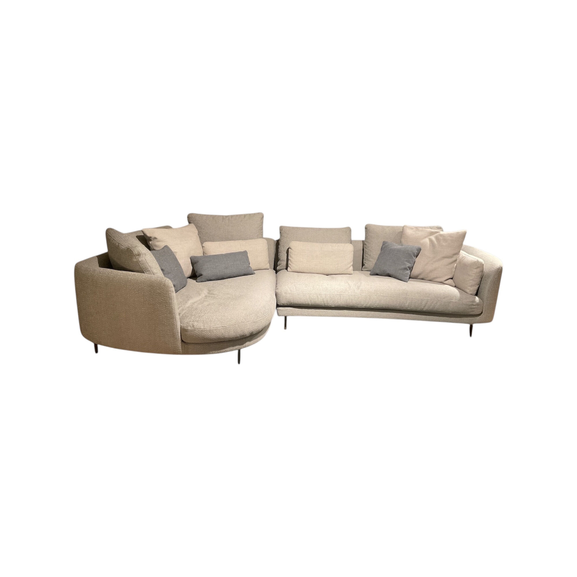 Rolf Benz - Ecksofa Kumo Stoff 22.500 Grüngrau Füße Aluminium Umbragrau Inklusive Kissen - 1