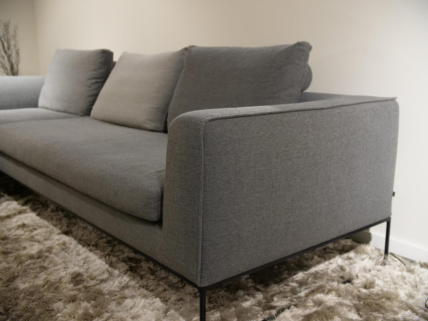 COR - Ecksofa Mell Stoff 9131 Anthrazit Grau Gestell Metall Schwarz Mit Kissen Stoff 9129 - 7