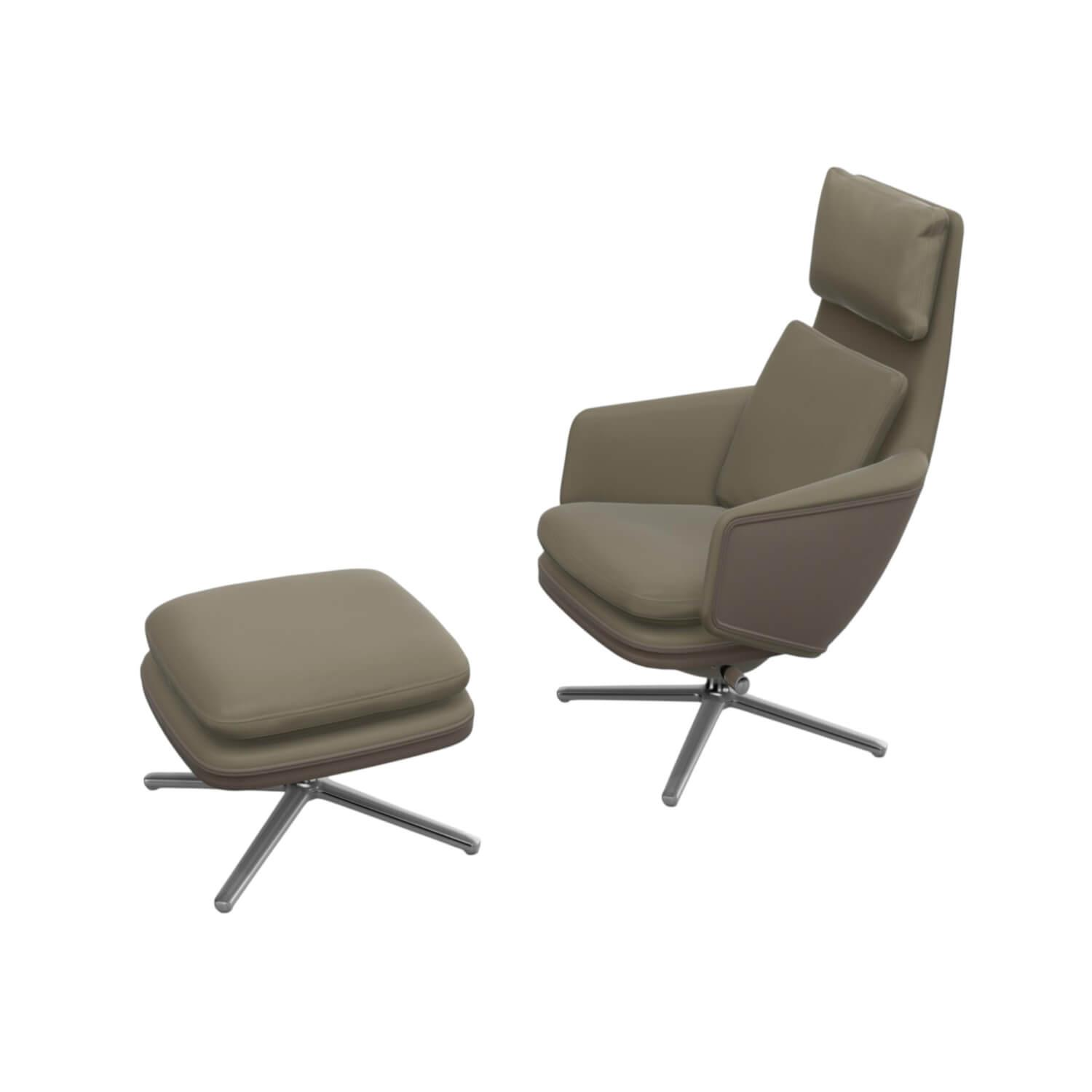 Vitra - Sessel Grand Relax Leder Premium F 71 Sand Außen Leder Forte 07 Sand mit Ottoman - 6