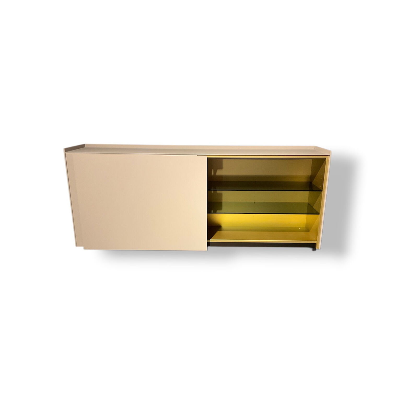 Kettnaker - Sideboard Case Lack Matt Basalt Innen Lack Messing Abdeckplatte Glas Matt Basalt - 1