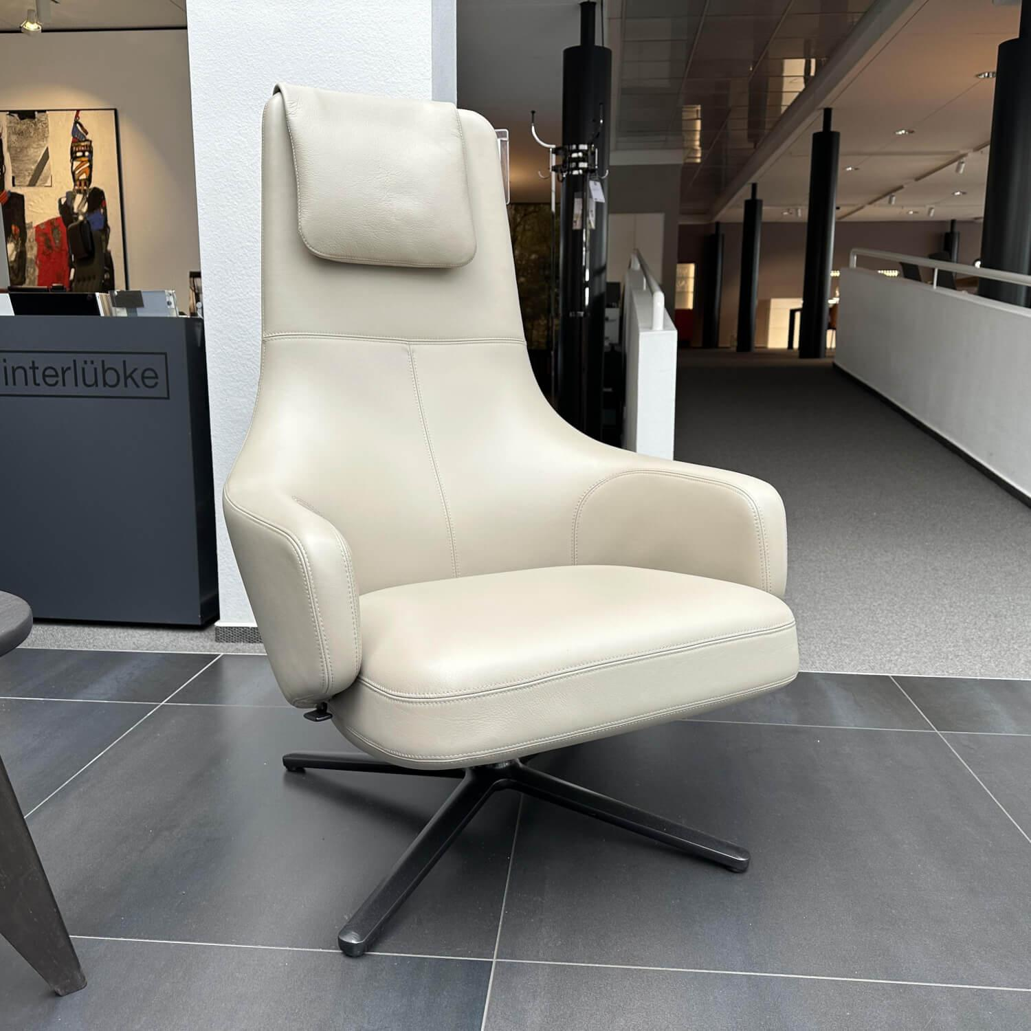 Vitra - Sessel Repos Leder L50 Premium F Sand Beige Gestell Basic Dark Schwarz - 7