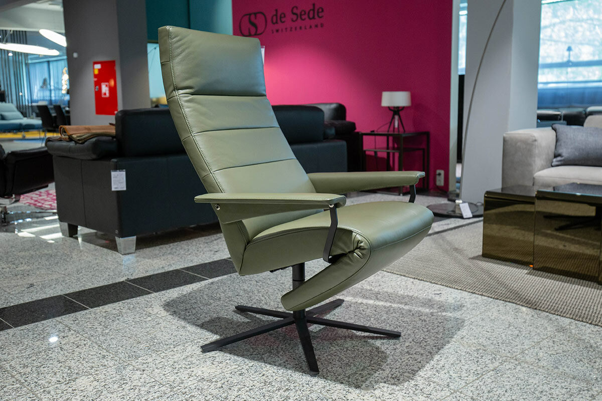 FSM - Relaxsessel Hardy Leder 24 Select 156 Olivgrün Gestell Schwarz Seidenmatt Beschichtet - 8