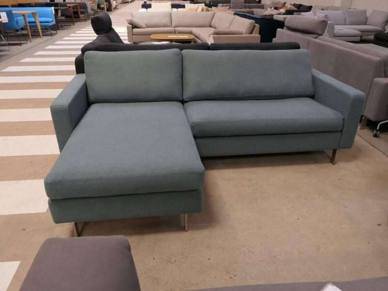 COR - Corner sofa Conseta fabric 8310 aqua blue blue Narrow feet stainless steel V2A brushed With headrest fabric 8305 mint green green - 12
