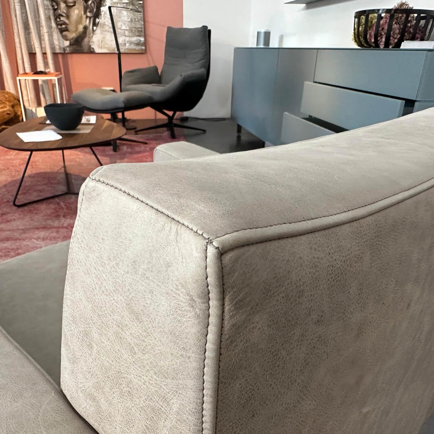 KFF - Lounge Sessel Luis Leder Siena Schlammgrau 1377 Gestell Edelstahl Silbergrau Pulverbeschichtet - 2