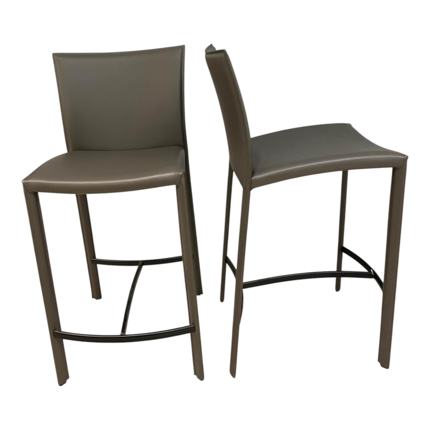 Draenert - 2er-Set Barhocker 2078 Nobile Kernleder Muscat Braun Naht Muscat Fußkreuz Schwarz - 1