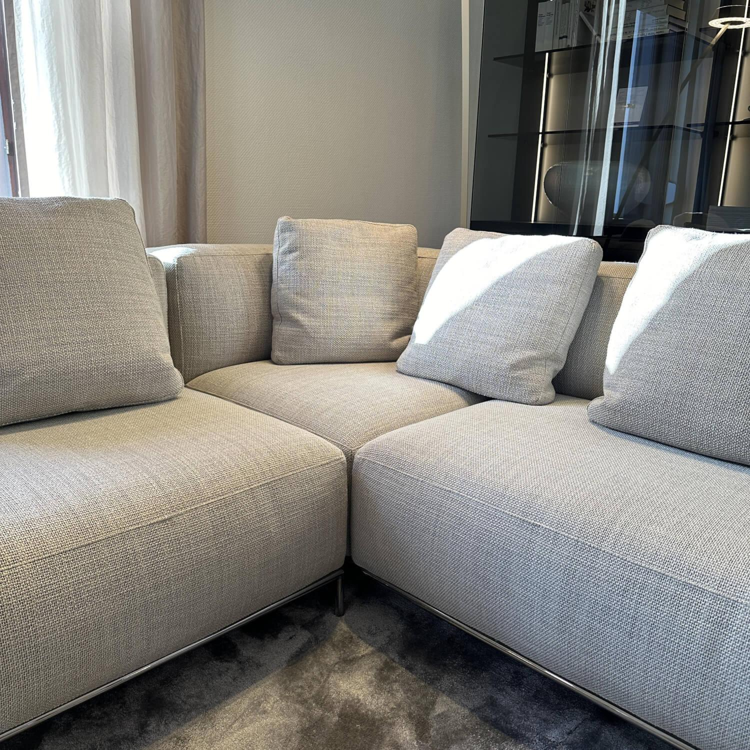 Cassina - Ecksofa Mex Hi Stoff Tensing Farbe 03 Perla Grau Gestell Metallstruktur Verchromt - 10