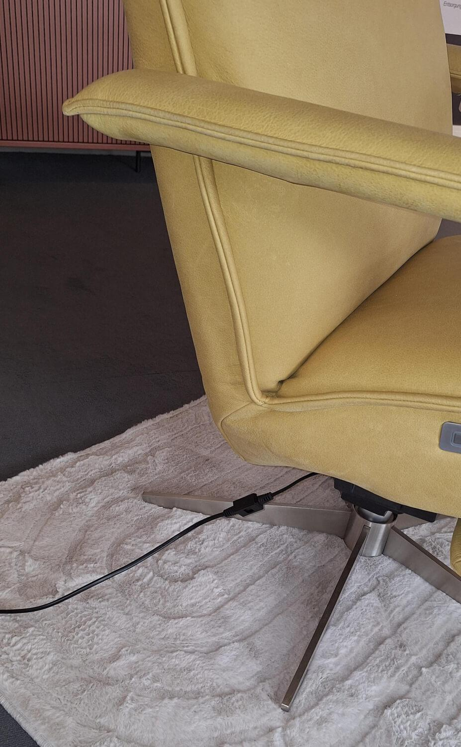 Koinor - Relaxsessel Sofy Leder A Safran Gelb Gestell Edelstahl mit Funktion - 8